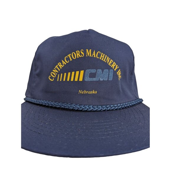 Contractors Machinery Inc Men Blue Wide Brim Braid Adj Snapback Truckers Cap - Picture 1 of 8